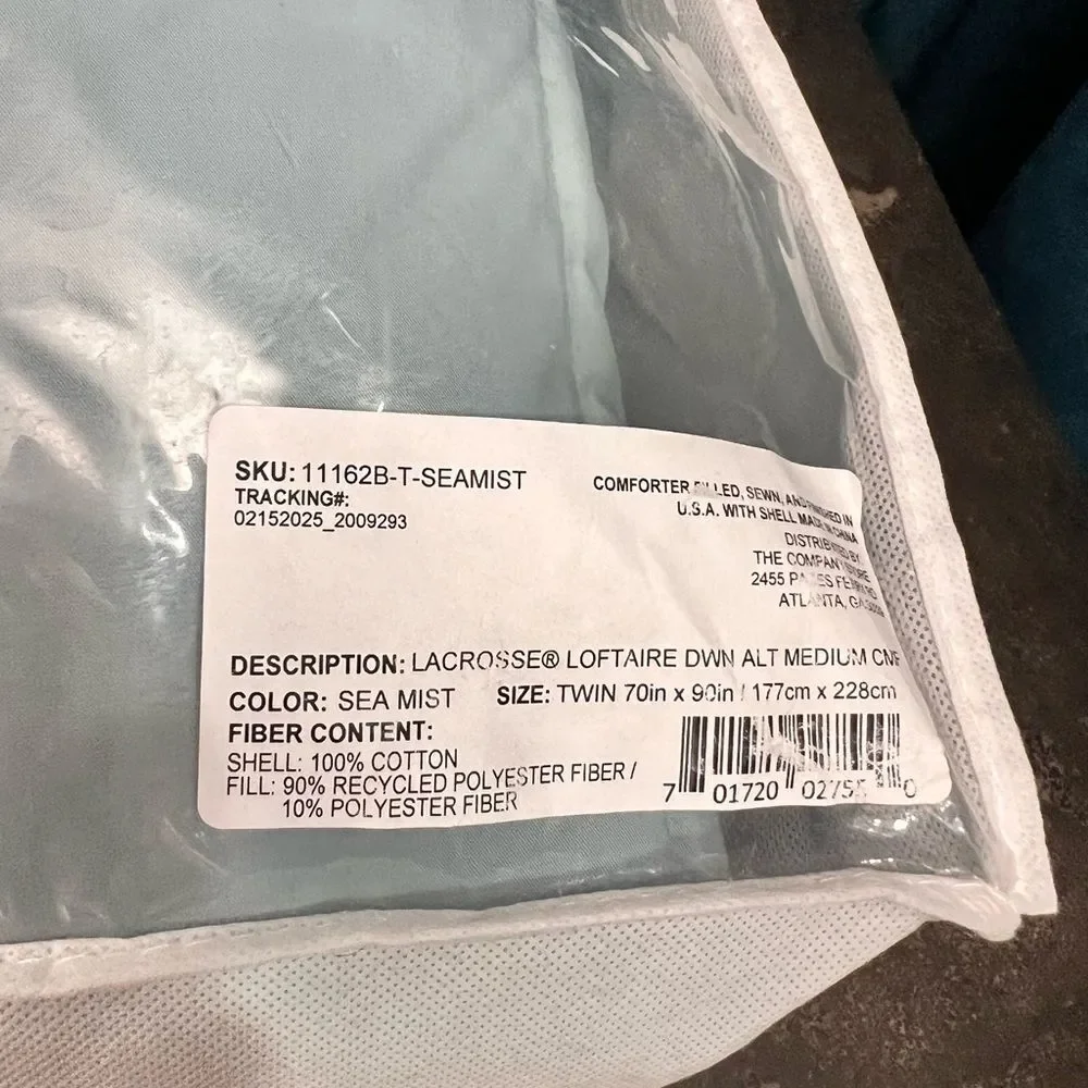 The Company Store LoftAIRE™ Down Alt Medium Comforter Sea Mist, Twin Size. New!